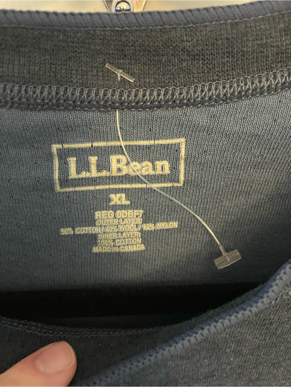 L.L.Bean Men’s XL Blue Wool Blend Long Sleeve Crewneck Shirt Made in Canada - Picture 2 of 4